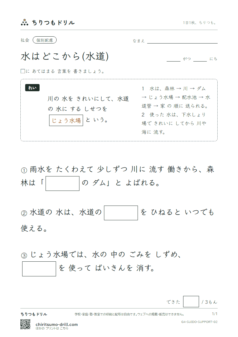 水はどこから(水道) 大きな枠つき その2の見本